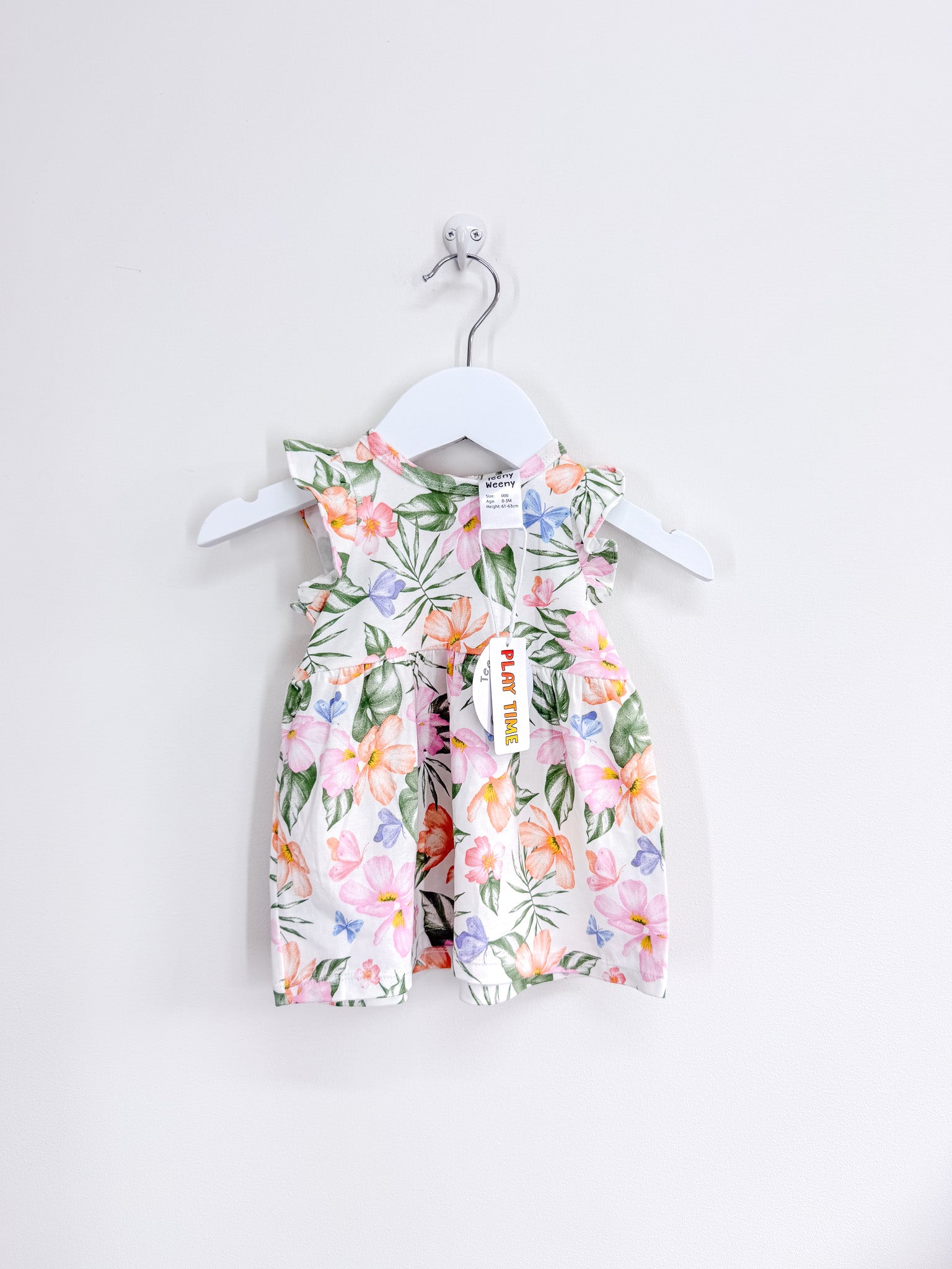 BNWT Teeny Weeny floral frill dress (0-3m)
