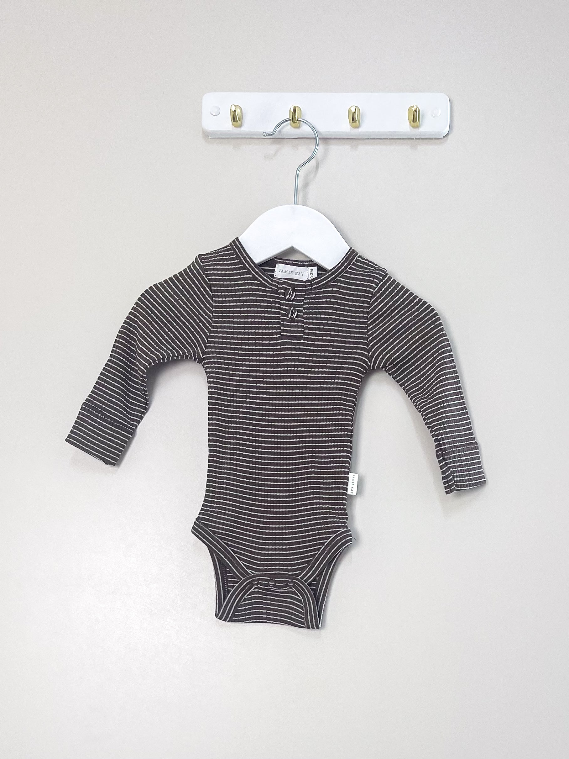 BNWOT Jamie Kay organic ribbed bodysuit - little stripe earth cloud (0-3m)