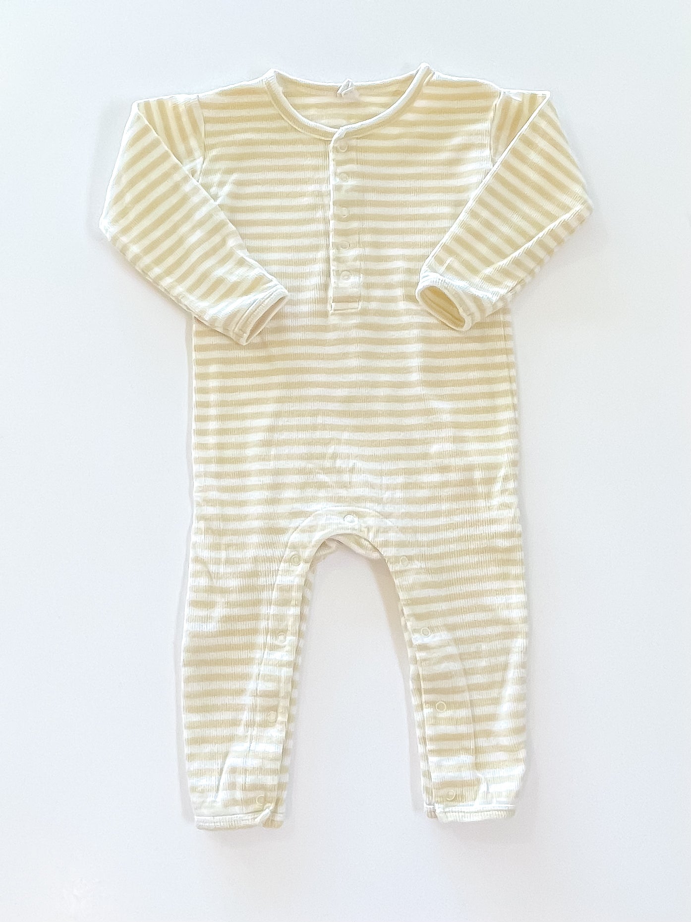 Quincy Mae organic ribbed jumpsuit - yellow stripe (12-18m)