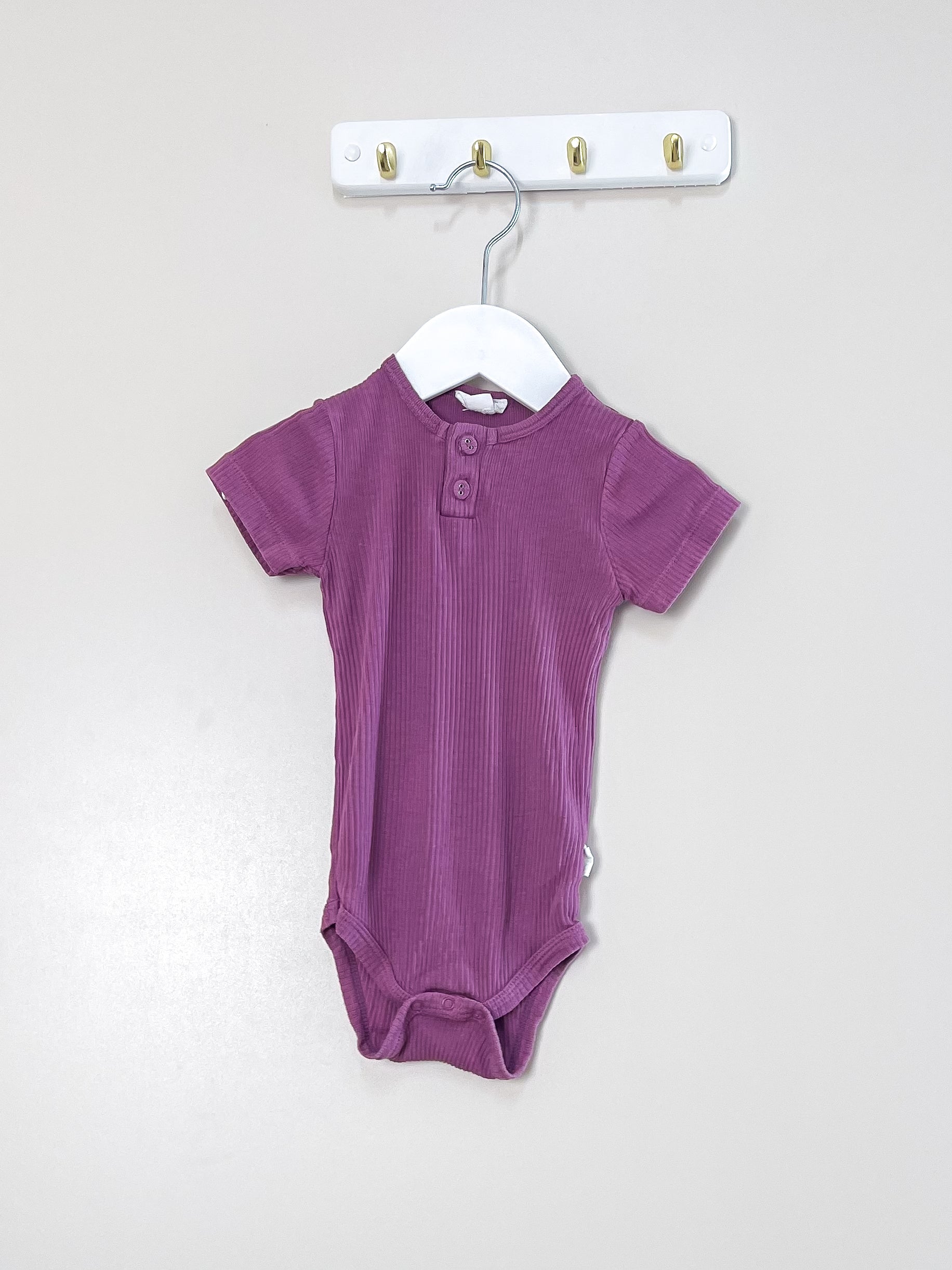 Jamie Kay organic ribbed bodysuit - grape (1y)