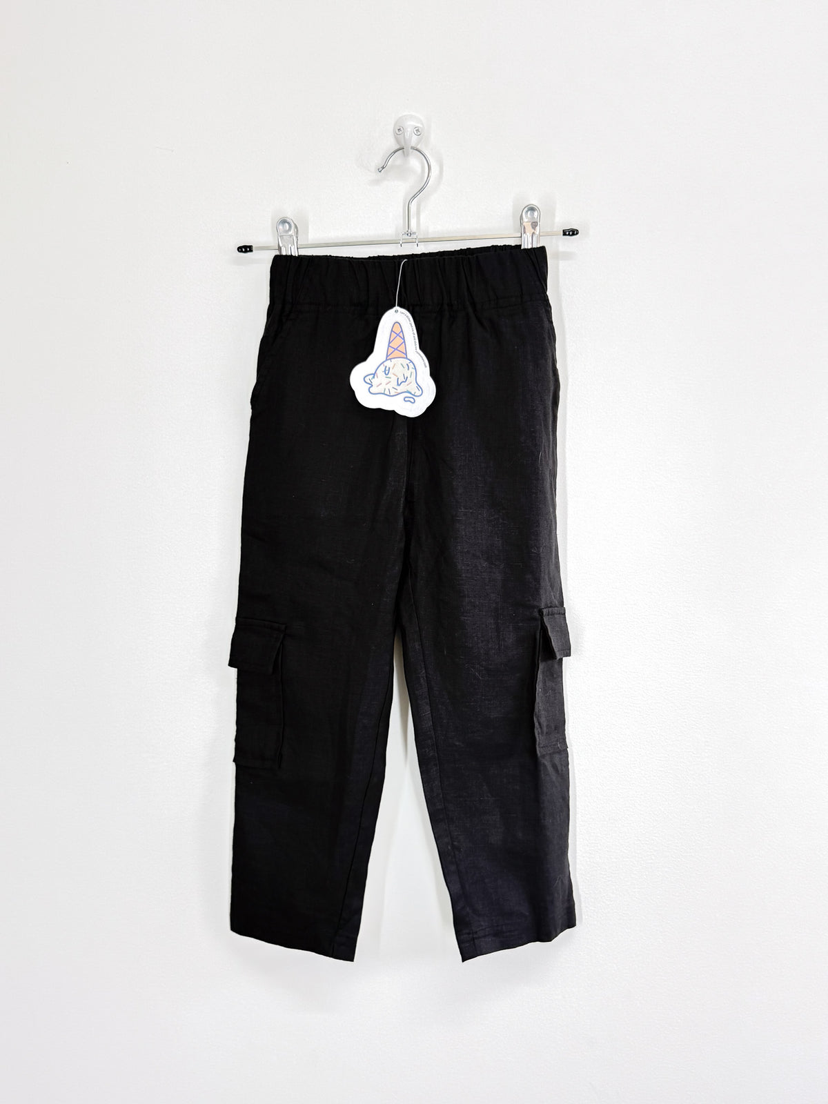 BNWT Band of Boys black linen cargo pants (4-5y)