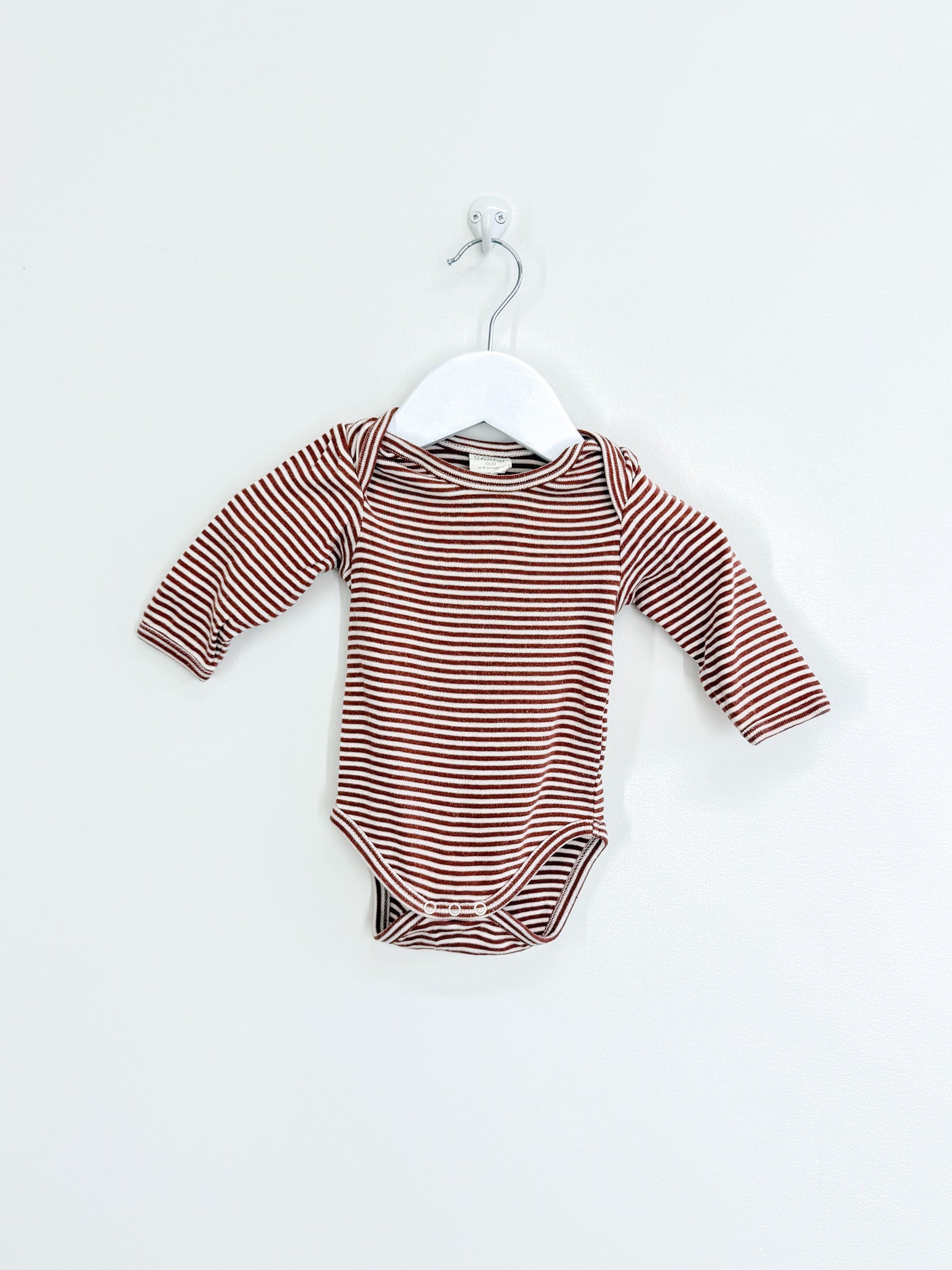 Nature Baby organic bodysuit - terracotta stripe (0-3m)