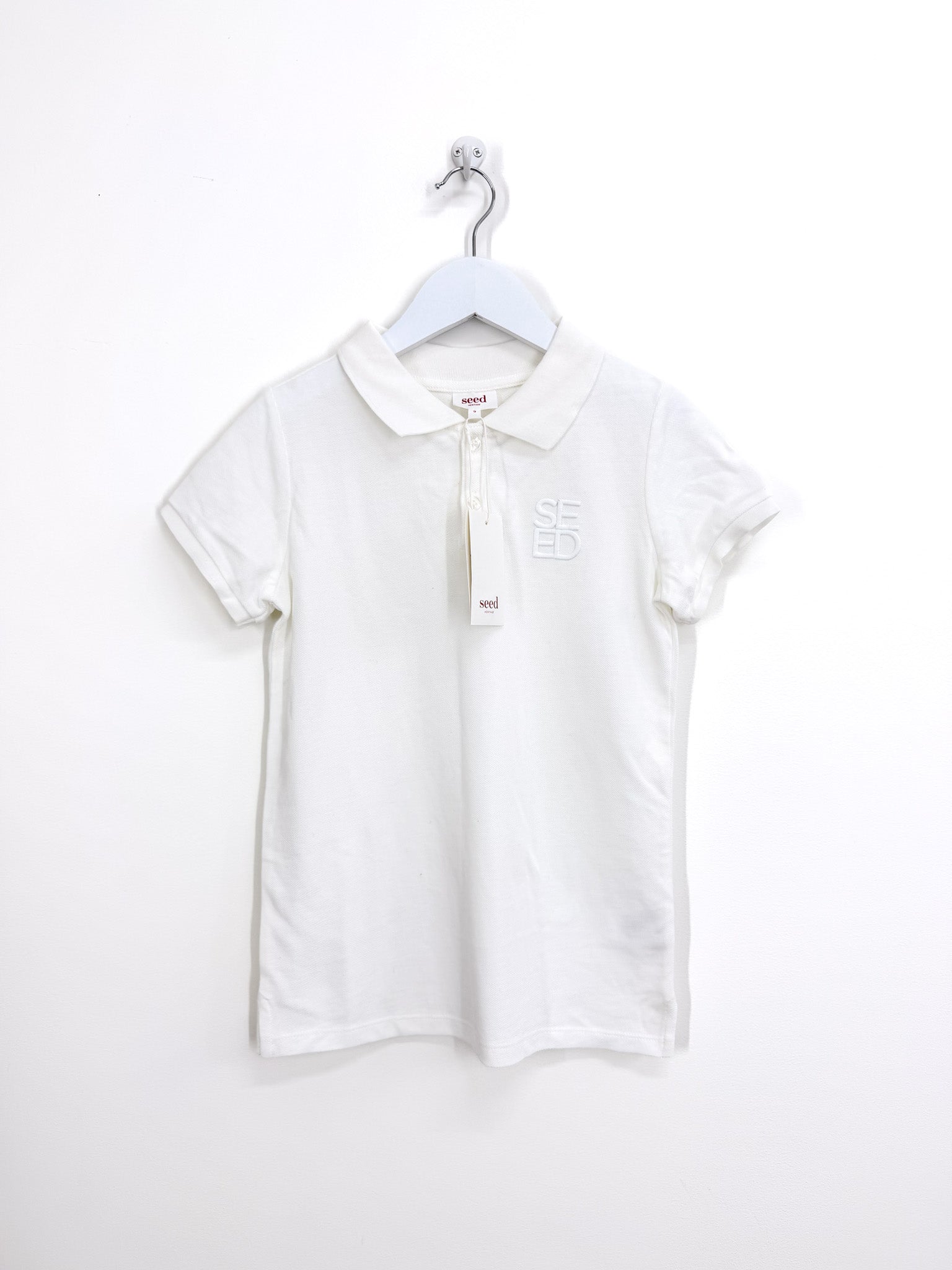 BNWT Seed core logo polo shirt - white (9y)