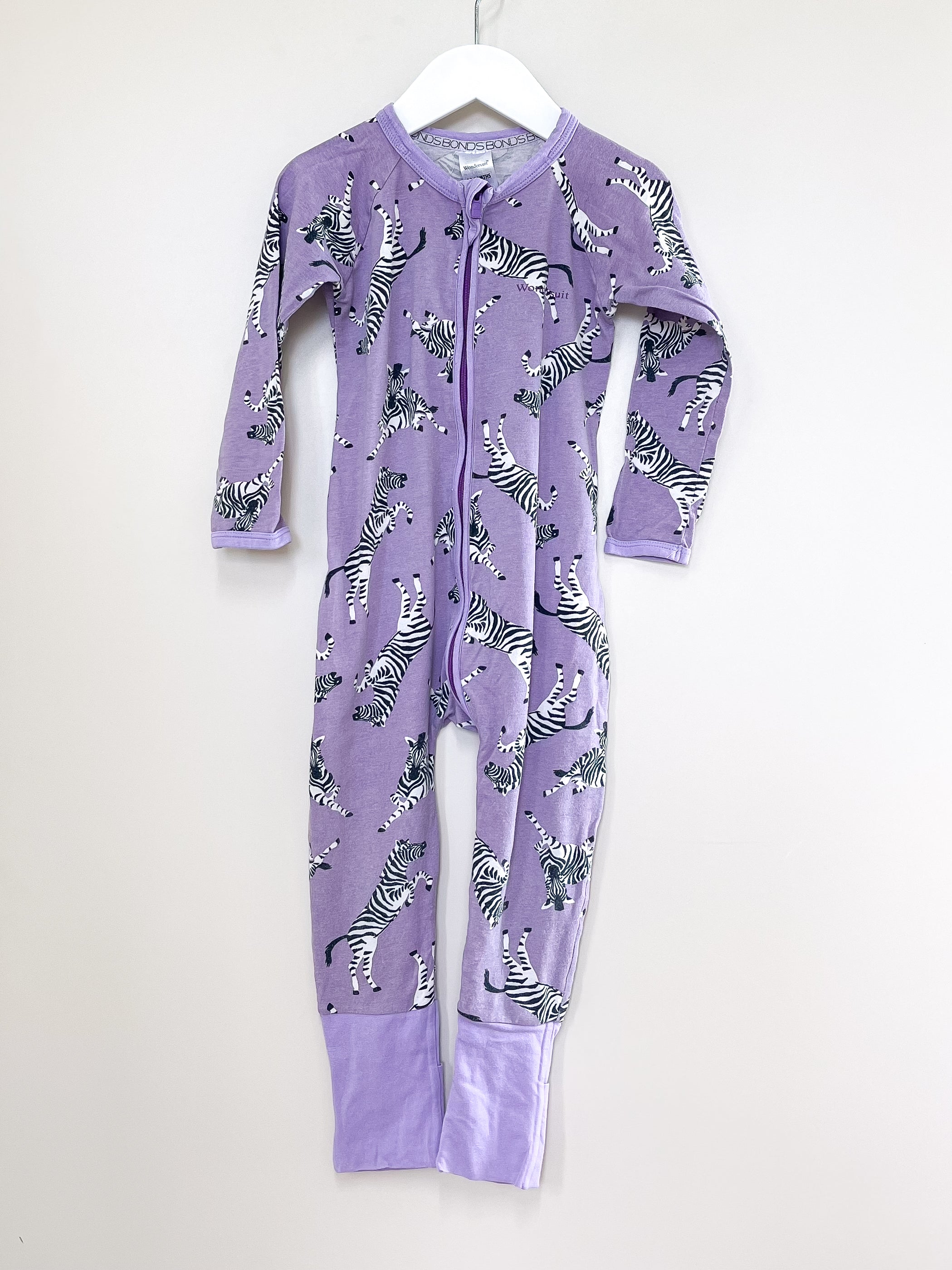 Bonds wondersuit - purple zebra (18-24m)