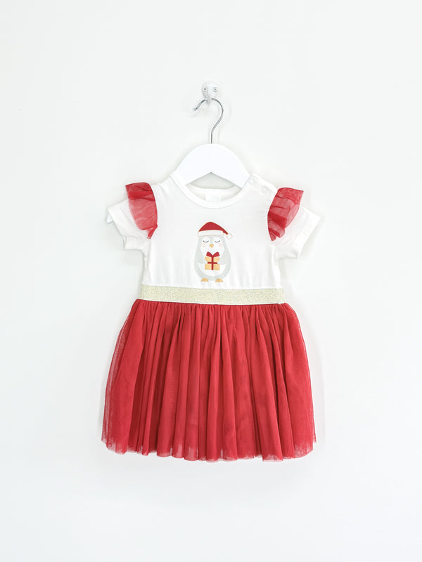 🎄 Teeny Weeny penguin xmas tulle dress (6-12m)