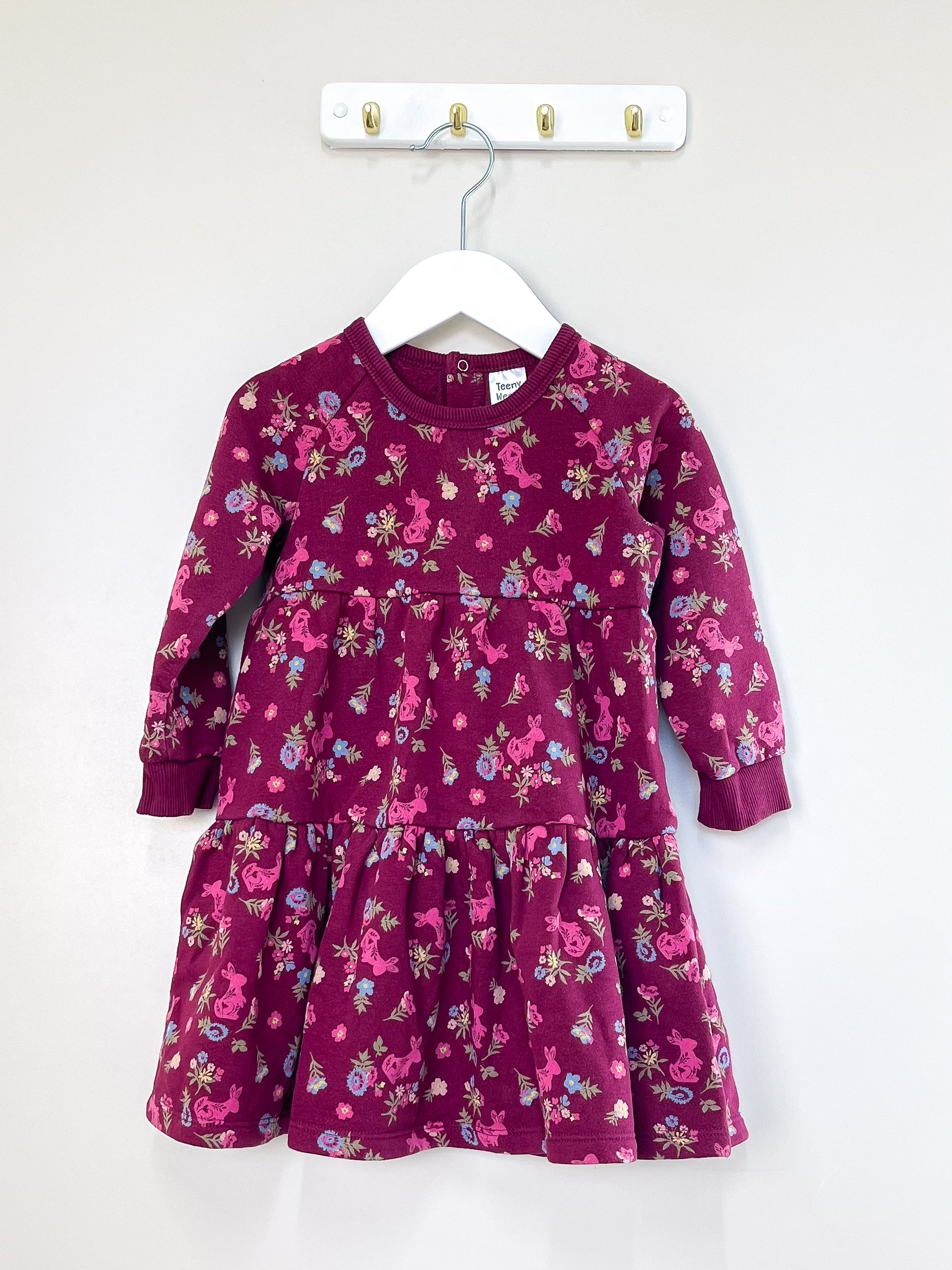 Teeny Weeny fleece dress - bunnies (18-24m)