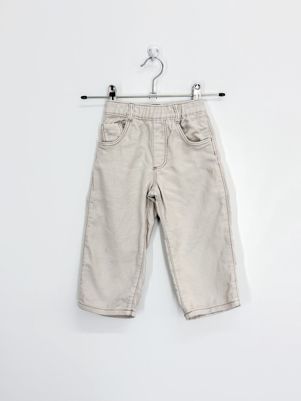 Zara soft beige pull up pants (12-18m)