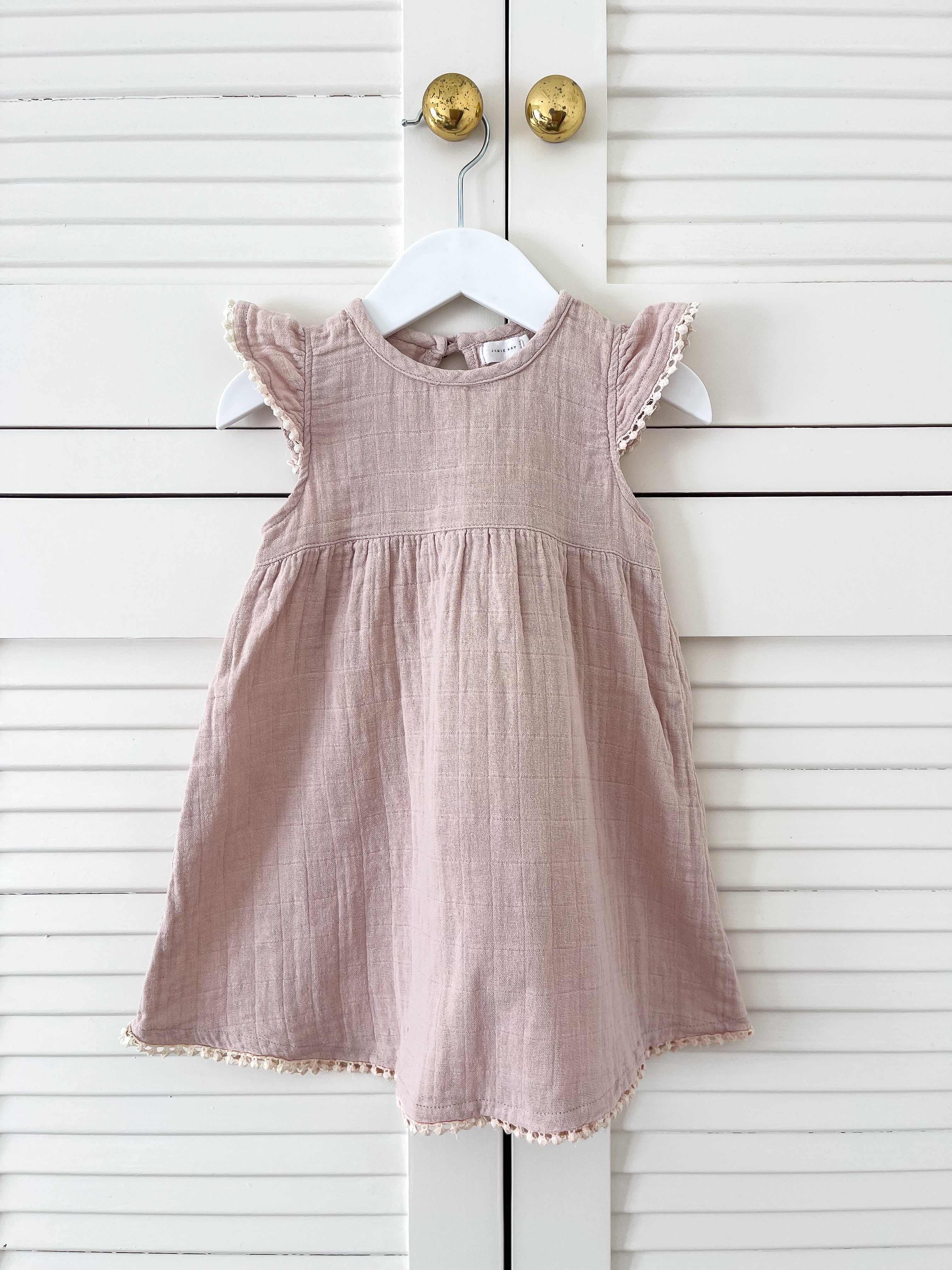 Jamie Kay organic muslin poppy dress - rose smoke (6-12m)