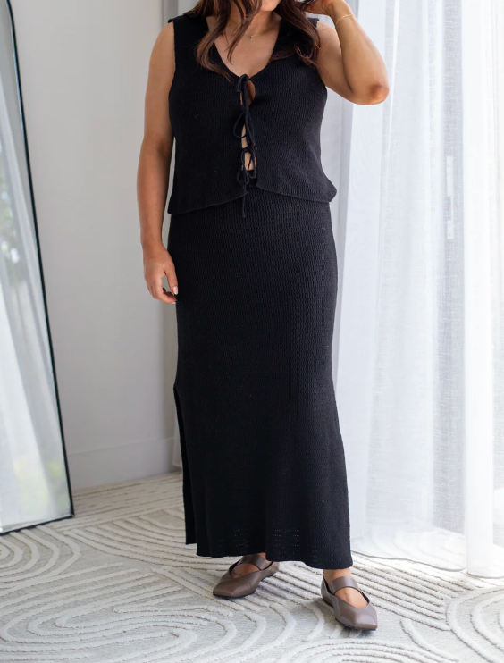 Ziggy Lou organic onyx knit skirt (12-14)
