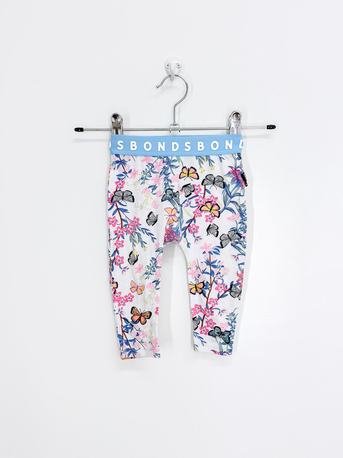 Bonds leggings - blue white butterfly floral (3-6m)