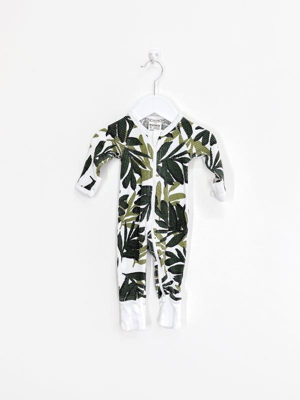 Bonds re-loved waffle wondersuit - palm leaves (0-3m)