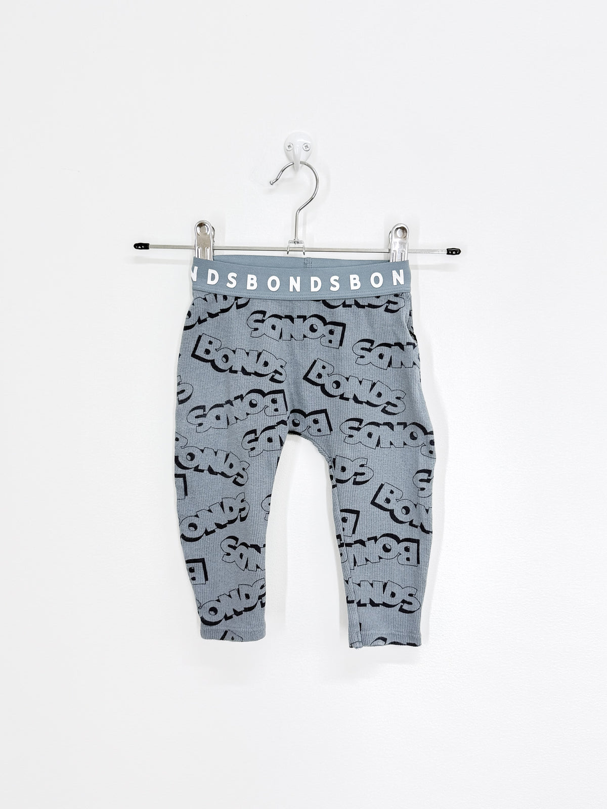 Bonds rib leggings - slate blue logo (6-12m)