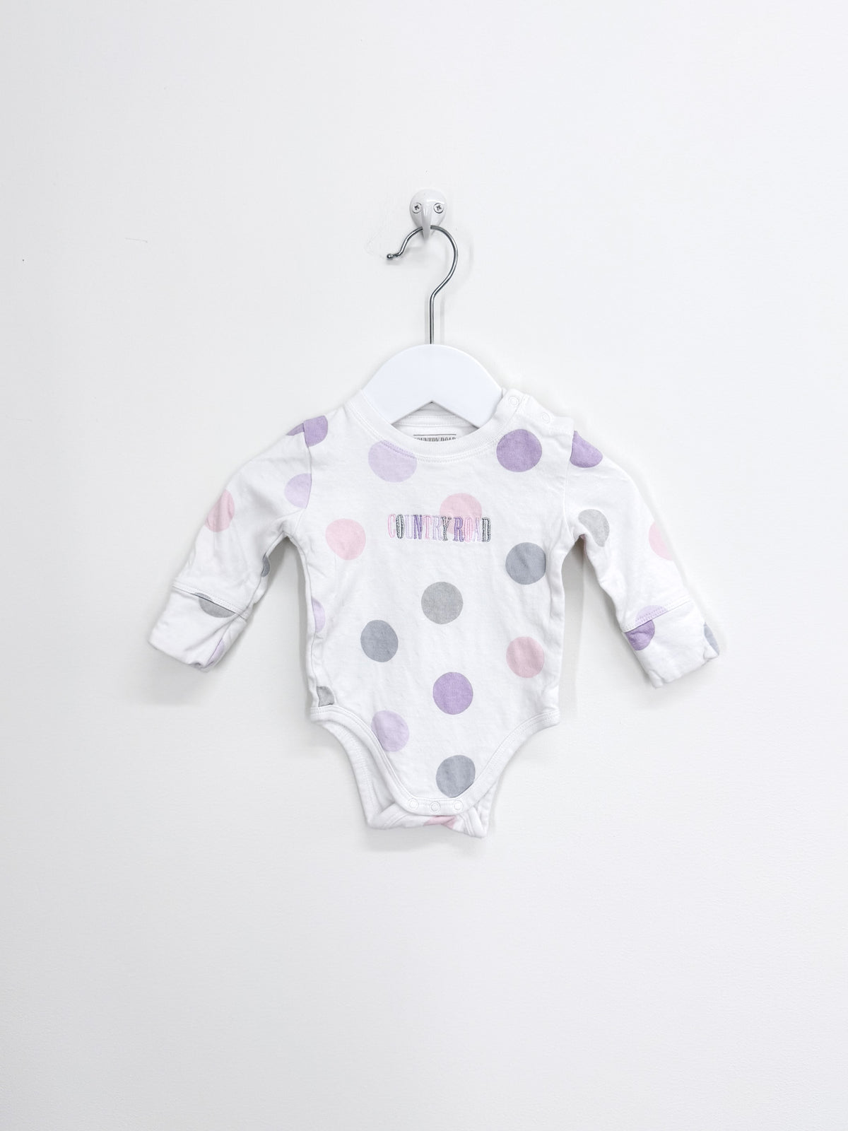 Country Road heritage organic long sleeve bodysuit - spots (0-3m)
