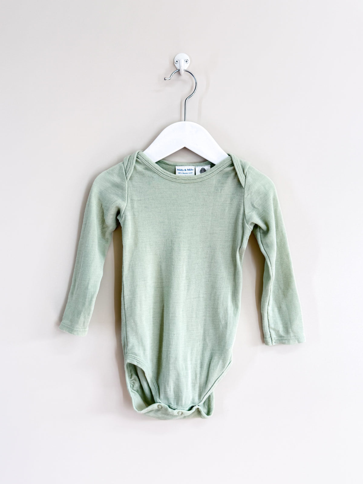 Milly & Milo merino long sleeve bodysuit - mint (newborn)