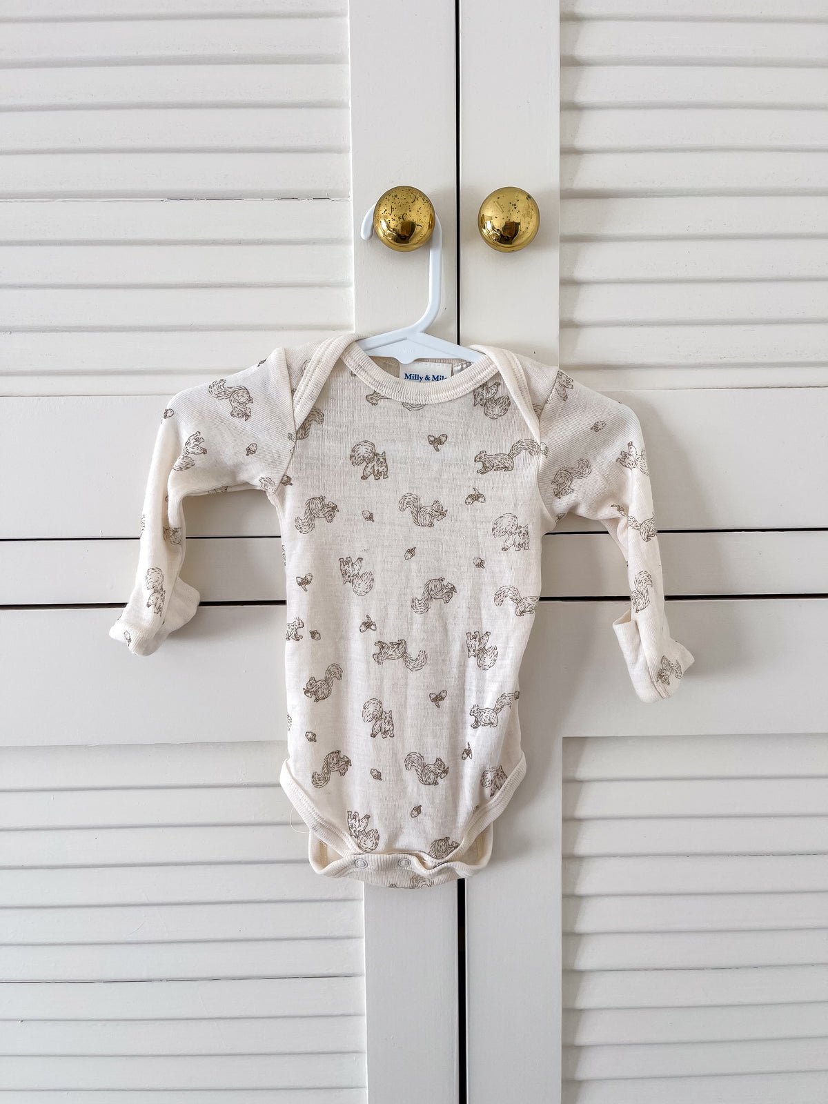 Milly & Milo merino long sleeve bodysuit - squirells (prem)