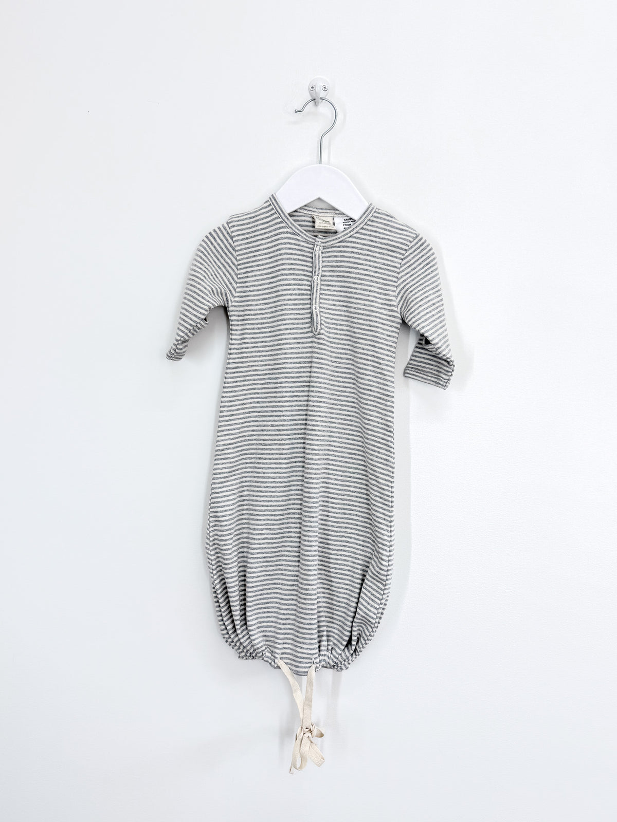 BNWOT Nature Baby organic sleep gown - grey stripe (0-3m)