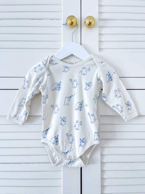 Nature Baby organic long sleeve bodysuit - bluegrass bears (0-3m)