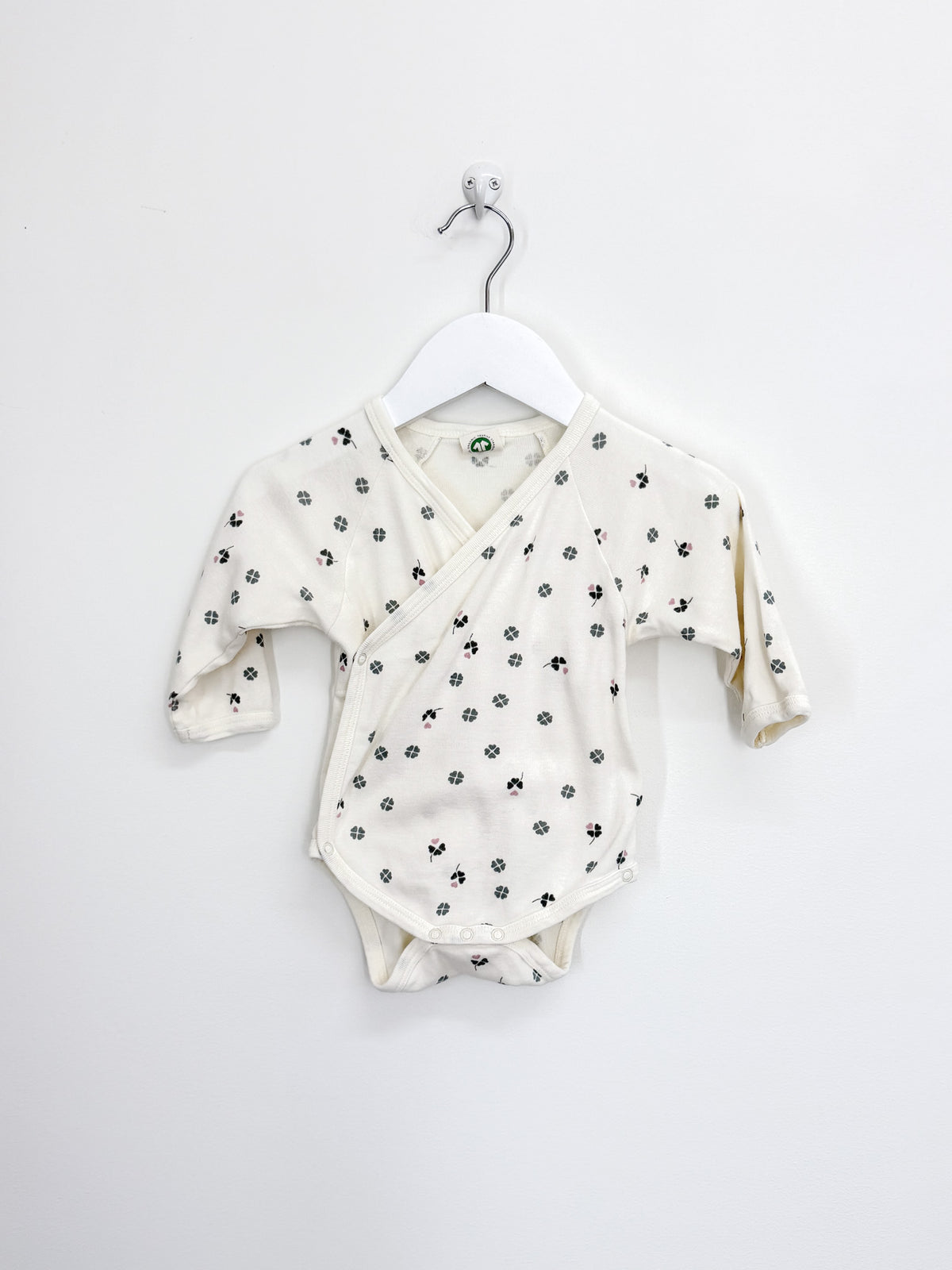 Nature Baby organic long sleeve kimono bodysuit - lucky (3-6m)