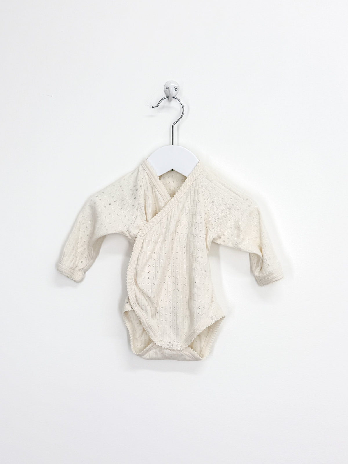 Nature Baby organic long sleeve pointelle kimono bodysuit (0-3m)