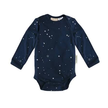 BNWT Woolbabe merino cotton long sleeve bodysuit - tekapo stars (6-12m)
