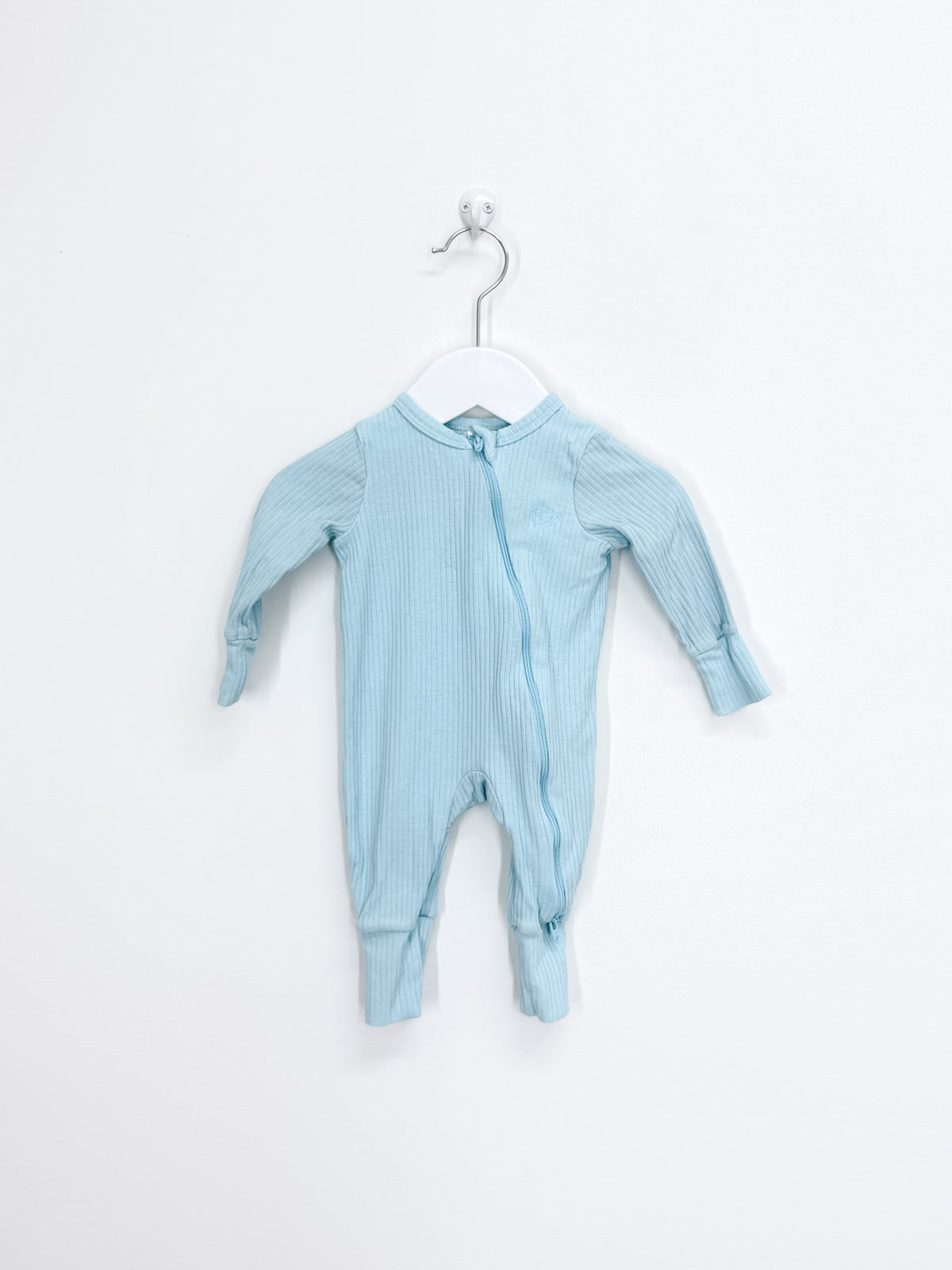 Teeny Weeny rib zipsuit - light blue (newborn)