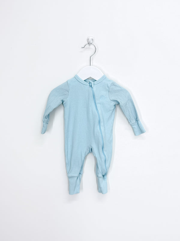 Teeny Weeny rib zipsuit - light blue (newborn)